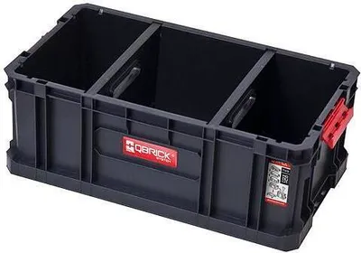 Produktbild von QBRICK® Werkzeugkasten TWO | HxBxT 29,5x53x19,5cm | 52 Liter | Traglast bis zu 120kg | Mit Deck- & Frontgriff | Mit Klemmverschlüsse | Schwarz | Werkzeugkoffer, Werkzeugbox