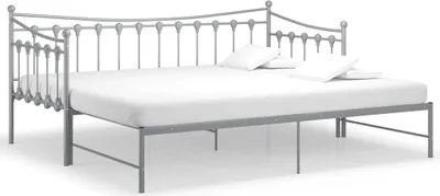 Produktbild von vidaXL Ausziehsofa Bettgestell Grau Metall 90x200 cm