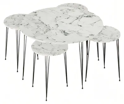 Immagine prodotto di Elegante tavolo in legno bianco con tavolini in stile classico