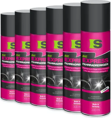 Produktbild von Spraytive 6x 300ml Express Fahrradreiniger – Reinigungs- und Pflegespray ohne Wasser – selbsttätige Fahrradreinigung mit Wachsversiegelung