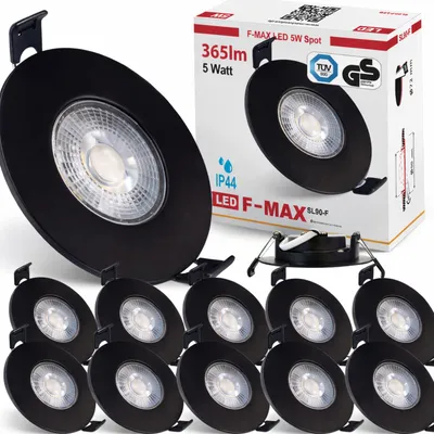Produktbild von 12 x Maxkomfort F-MAX SL90-F Einbauspot 3-Stufen-dimmbar IP44 5W Schwarz