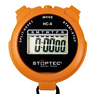 Produktbild von STOPTEC Stoppuhr HC-6 | Zwischenzeitmessung | Datum & Uhrzeit | Alarm | Orange