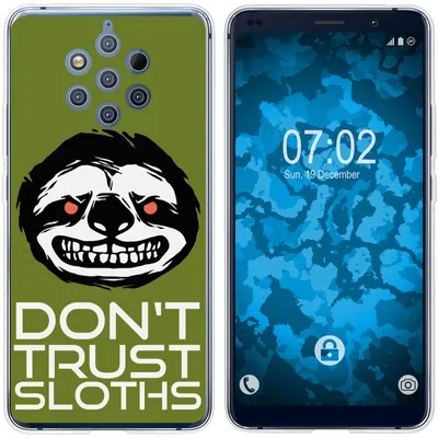 Produktbild von PhoneNatic Case kompatibel mit  Nokia 9 PureView Silikon-Hülle Crazy Animals Faultier M3