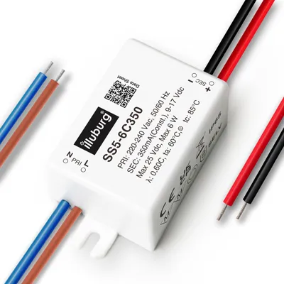 Immagine prodotto di illuburg Trasformatore LED impermeabile IP65 350 mA a corrente costante 3 W - 6 W senza sfarfallio Alimentatore LED Trasformatore Driver