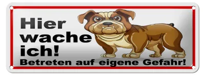 Produktbild von Blechschild Hund, Hier wache ich, 27 x 10 cm, Blechschilder Spruch Hunde Tier
