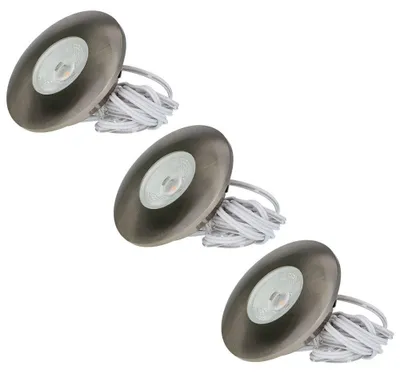 Image de HOFTRONIC - Spot LED encastrable plat 3W 2700K IP44 inox lot de 3