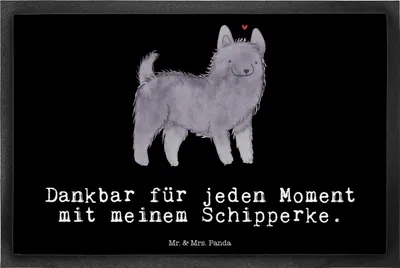 Produktbild von Mr. & Mrs. Panda Gummimatte Schipperke Moment 40 x 60 cm - Schwarz - Geschenk, Eingangsmatte, Fussmatte, Schmutzfangmatte, Schmutzmatte, fußmatte, Belgische Hunderasse
