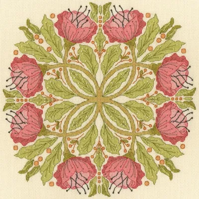 Produktbild von Bothy Threads Kreuzstich Stickpackung "Keltischer Mohn", Zählmuster, XBUF1, 26x26cm