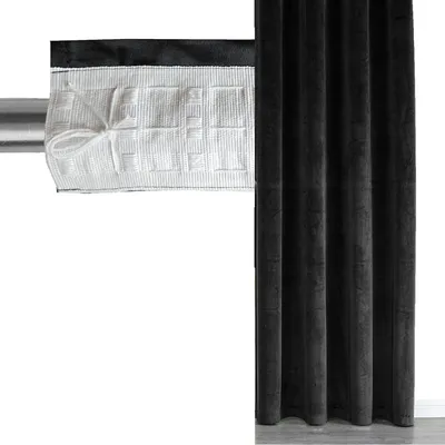 Produktbild von SAMT Vorhang Kräuselband SCHWARZ 140x245 cm Velvet Tunnelzug verdunkelnd