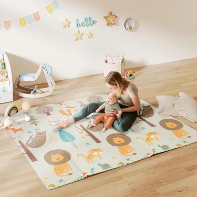 Produktbild von Sweiko Spielmatte Baby 196 x 176 x 1,5 cm faltbar Doppelseitige Krabbelmatte Mehrfarbig