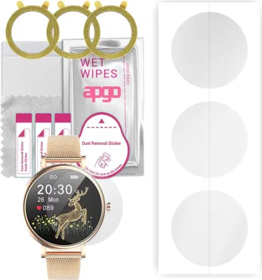Produktbild von apgo 3 Stück Schutzfolie, klar, kompatibel mit Rubicon RNBE64 Smartwatch, Hydrogel Displayschutzfolie mit Positionierhilfe, Displayfolie, robust und kratzfest