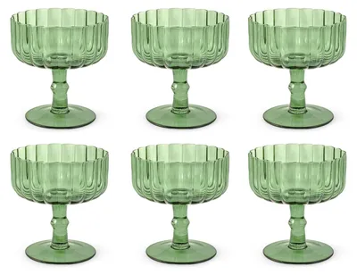 6 Gläser, grün gestreift, 37 cl, Glas, spülmaschinengeeignet