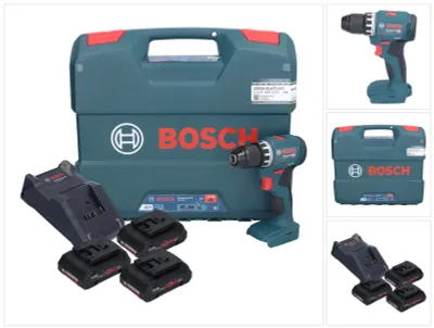 Zdjęcie produktu dla Bosch GSR 18V-45 Profesjonalna akumulatorowa wiertarko-wkrętarka 18 V 45 Nm bezszczotkowa ( 0615A5002N ) + 3x akumulator ProCORE 4,0 Ah + ładowarka + walizka L
