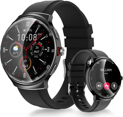 Produktbild von OHUGNA Smartwatch 1.43 Zoll Curved AMOLED Display mit Bluetooth Anrufen, 100+ Sportmodi, Fitness Tracker, Herzfrequenz, Schlafmonitor