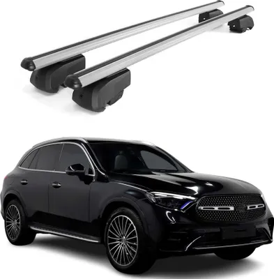 Image de Barres de toit Transversales pour Mercedes GLC 2022-2025 ABE Aluminium Gris
