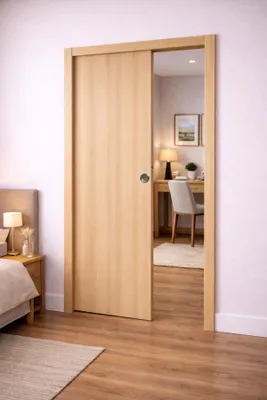 Immagine prodotto di Porta scorrevole in quercia miele H204 x L93 cm, a incasso, kit finitura Gd Menuserie