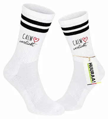Produktbild von Huuraa Uni Socken Calw verliebt 37/41 Black Baumwolle Tennissocken Geschenkidee, KI-generiertes Bild