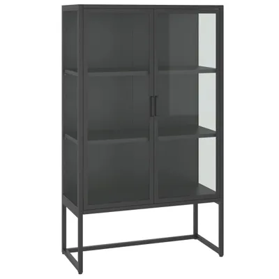 Obrázok produktu pre Vysoká skrinka antracitová 80x35x135 cm oceľ a tvrdené sklo