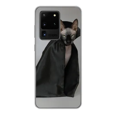 Produktbild von MuchoWow® Handyhülle Schutzhülle Hülle für Samsung Galaxy S20 Ultra Katze - Umhang - Schwarz Silikon Softcase Handy Hülle - Karteninhaber