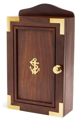 Schlüsselbox Holz/Messing Gold 29x17x7 cm für 6 Schlüssel
