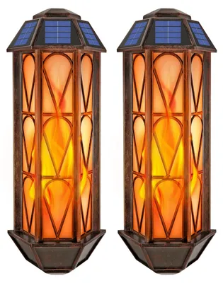 Solar-Wandleuchte Vintage, warmweiß, wasserdicht, 2 Modi, für Garten