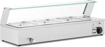 Produktbild von Expondo Royal Catering Bain Marie - 2,000 W - 3 GN 1/2 - Ablasshahn - Glasschutz