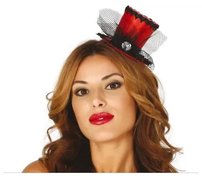 Immagine prodotto di costume Glamour anni '20 Mini Cappello Rosso Accessorio Carnevale Stravagante Elegante Vintage Dettagliato, Colore: Nero