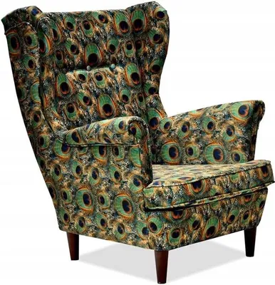 Produktbild von Family Meble Ohrensessel Print Relaxsessel Skandinavisch Bequemer Sessel Loungesessel Fernsehsessel Für Wohnzimmer Schlafzimmer Büro (PAVONE 1)