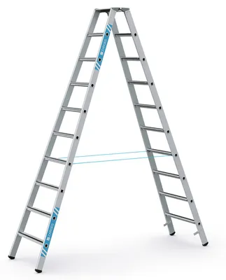 Produktbild von Zarges gebördelte Stehleiter, eloxiert Saferstep B 2x10 Stufen