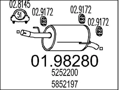 Produktbild von MTS 01.98280 Endschalldämpfer für OPEL Meriva A (X03) Auspuff