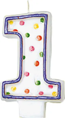 Produktbild von Celebrations Zahlenkerze 1 mit bunten Punkten