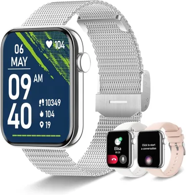 Produktbild von Damen Herren und Antwort/WhatsApp, 1,85 Zoll Digitale Fitness Stoppuhr Schrittzähler 19 Sport Android iOS Smart Watch mit Schlaf/Herzfrequenzmesser