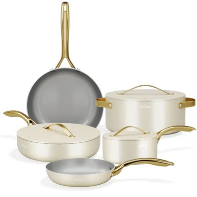 Produktbild von Topfset, HOMELUX Topfset Induktion 8 teilig, Induktions Töpfe Set, Töpfe mit Glasdeckel, Kochtopf-Set, Töpfe und Pfannen set,HL8PC25W