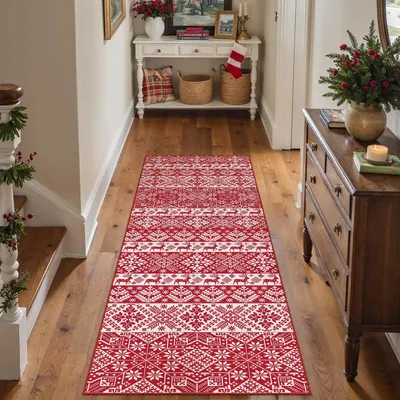 Image de Omgoods - Tapis de Noël lavable et antidérapant, 60 x 180 cm
