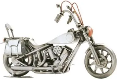Zdjęcie produktu dla Metalowa figurka motocyklisty z sakwą – ręcznie wykonana rzeźba