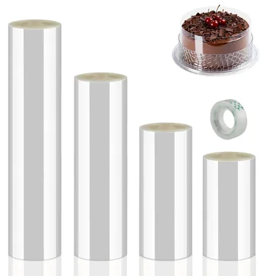 Tortenrandfolie-Set, 4 Rollen, 8-20 cm × 10 m, transparent