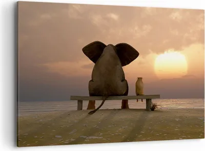Produktbild von Bild auf Leinwand - Leinwandbild - Elefant Ufer Meer - 100x70cm - Wand Bild - Wanddeko - Wandbilder - Leinwanddruck - Bilder - Kunstdruck - Wanddekoration - Leinwand bilder - Wandkunst - AA100x70-3555