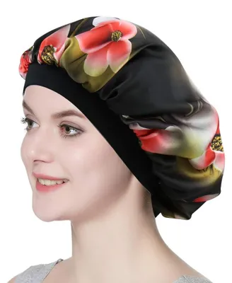 Imagen del producto de Gorro de seda para el cabello rizado, ideal para usar por la noche, para mujeres