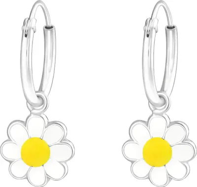 Produktbild von Kinder Creolen Ohrringe 925 Sterling Silber mit Gänseblümchen