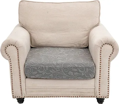 Produktbild von Sofahusse 1-Sitzer，Grau Sofabezug，Jacquard-Sofakissen als Sofa-Rückenkissen Bezug，Stretch Sofa Abdeckung，Sofa Sitzkissenbezug mit Elastischem Boden