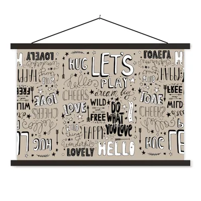 Produktbild von MuchoWow® Textilposter Zitate - Kinder - Worte - Sprichwörter - Baby - Jungen - Mädchen 60x40 cm mit schwarzem Rahmen - Hölzernes
