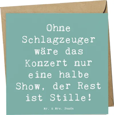 Produktbild von Mr. & Mrs. Panda Glückwunschkarte Spruch Schlagzeug Konzert - Meeresbrise - Geschenk, Grußkarte, Musikinstrument, Präsenz, Musik, Musiker, anlasskarte, Klappkarte, Band