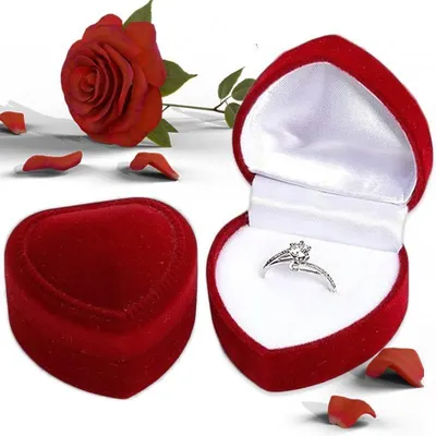 Produktbild von Romantische Hochzeit Ringe Box Rot Samt Herz Form Schmuck Boxen Verlobungsring Fall Valentinstag Schmuck Ringe Geschenk Box