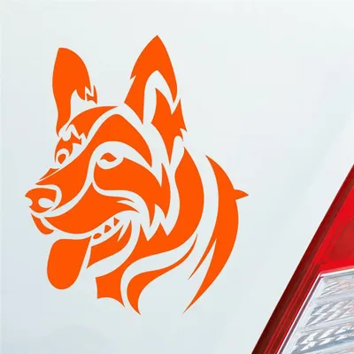 Produktbild von Auto Aufkleber Deutscher Schäferhund Hund Schaeferhund 10x12 cm Orange Sticker Heckscheibenaufkleber
