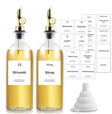 Produktbild von Set aus 2 Glasflaschen für Öl und Essig mit Zubehör, 500 ml