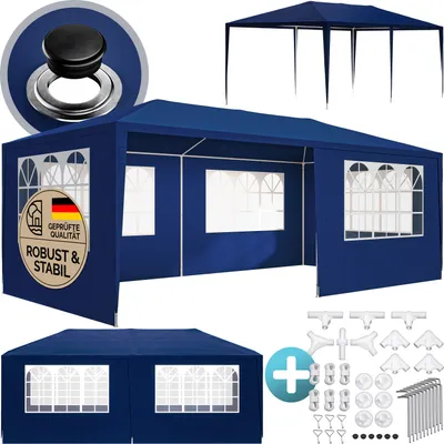 Produktbild von CASARIA® Pavillon 3x6m UV-Schutz 18m² Dachösen Wasserabweisend 6 Seitenteile Stabil Festival Festzelt Partyzelt Fenster Gartenzelt Fest Blau