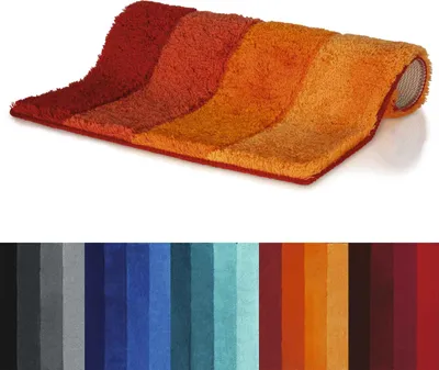 Produktbild von Spirella Badteppich Badematte Badvorleger Duschvorleger Mikrofaser Hochflor flauschig 55x65 cm – Orange