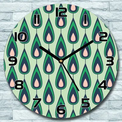 Produktbild von Wanduhr aus Glas Rund fi 30 Vintage grün grau Quarz Deko Schlafzimmer Büro