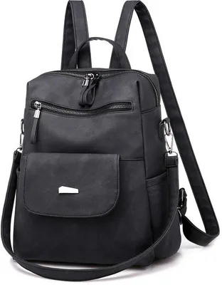 Produktbild von Kleiner Städtischer Rucksack Für Damen - Elegant Rolltop Damen - Wasserdicht - Mehrfachteilig - Für Alltagsgebrauch Schwarz