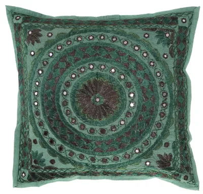 Produktbild von Kissenhülle, Orient Kissenbezug, Bestickter Dekokissen Bezug - Muster 21, Grün, Baumwolle, 40*40*0,5 cm, Zierkissen, Dekokissen, Sofakissen